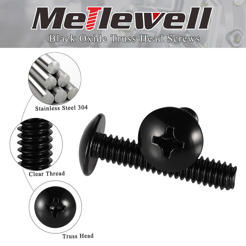 [Australia - AusPower] - #6-32 x 1/2" Truss Head Machine Screws, Full Thread, 18-8 Stainless Steel, Black Finish, Quantity 100 #6-32 x 1/2" 