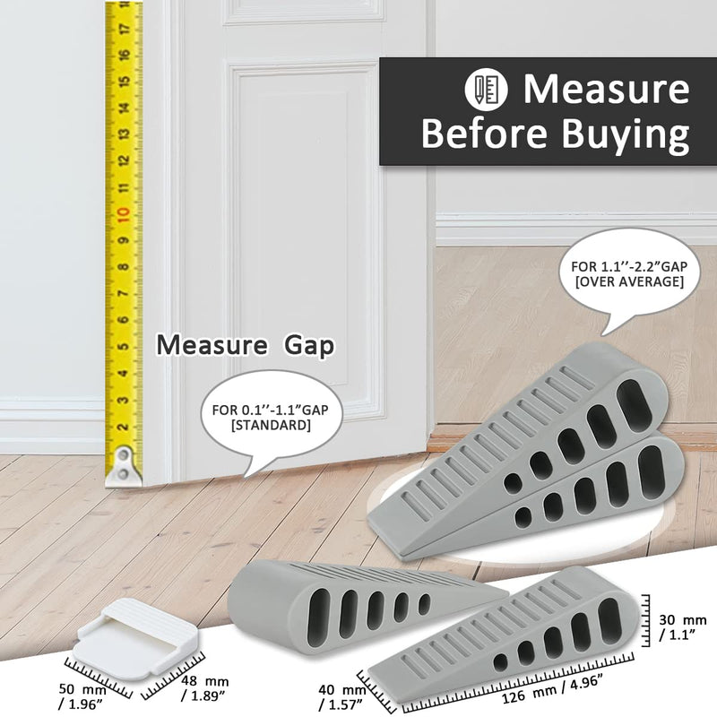 [Australia - AusPower] - JQK Rubber Door Stopper Wedge, Grey 2 Pack Soft TPR Premium Door Stops for Bottom of Heavy Duty Door on Tile, Concrete, Carpet, Wooden Floor, DSB61-GY-P2 Gray 