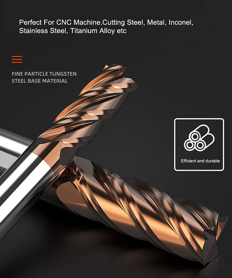 [Australia - AusPower] - ASNOMY 8pcs Carbide Square End Mill Set, 2-12mm 4 Fultes Micro Grain Carbide End Mill Cutter for Alloy Steels/Hardened Steels - HRC55 AlTiN Coated CNC Milling Cutter for Hard Metal 