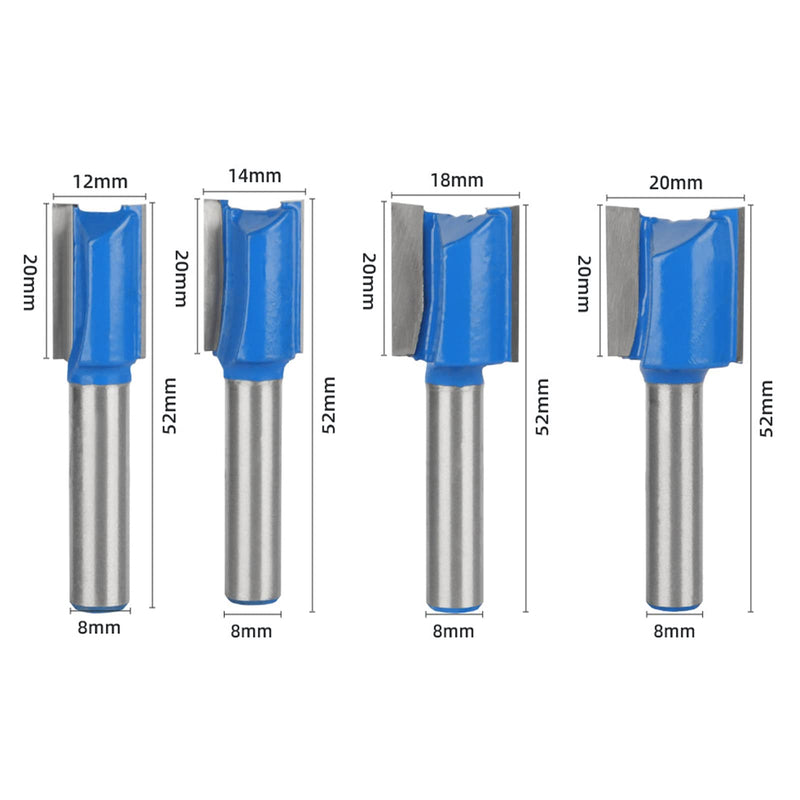 [Australia - AusPower] - BIGP 8 Pieces 8 mm Shank Groove Cutter, 5 mm 6 mm 8 mm 10 mm 12 mm 14 mm 18 mm 20 mm Straight Milling Cutter Bits for Woodworking, Groove Chisel Bits 