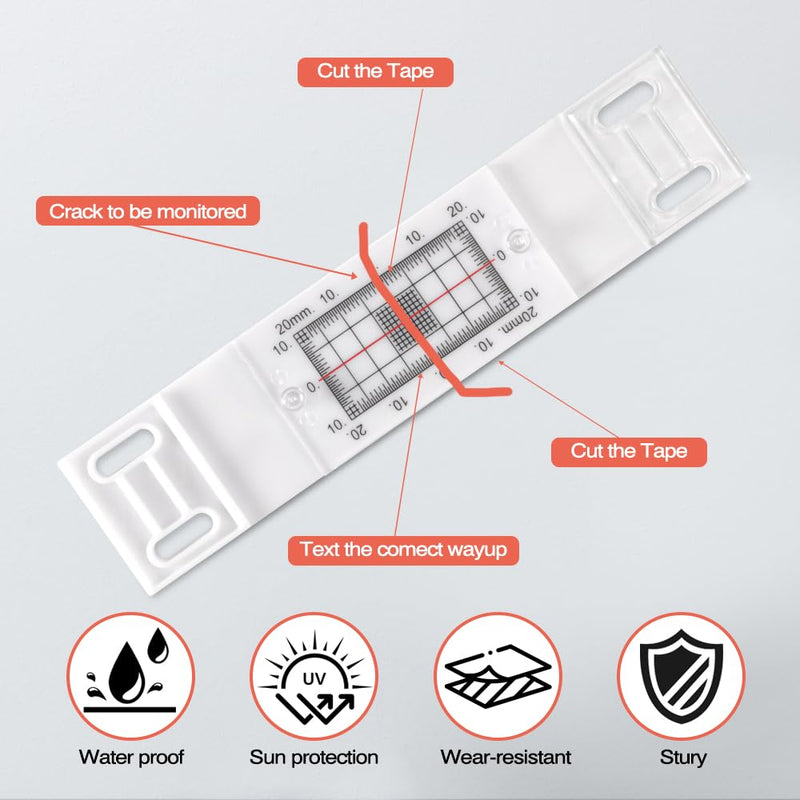 [Australia - AusPower] - Crack Monitor with 2 Pre-Set Pegs, Tell-Tale Wall Deformation Measurement & Recording Tool(5 pcs) 5 