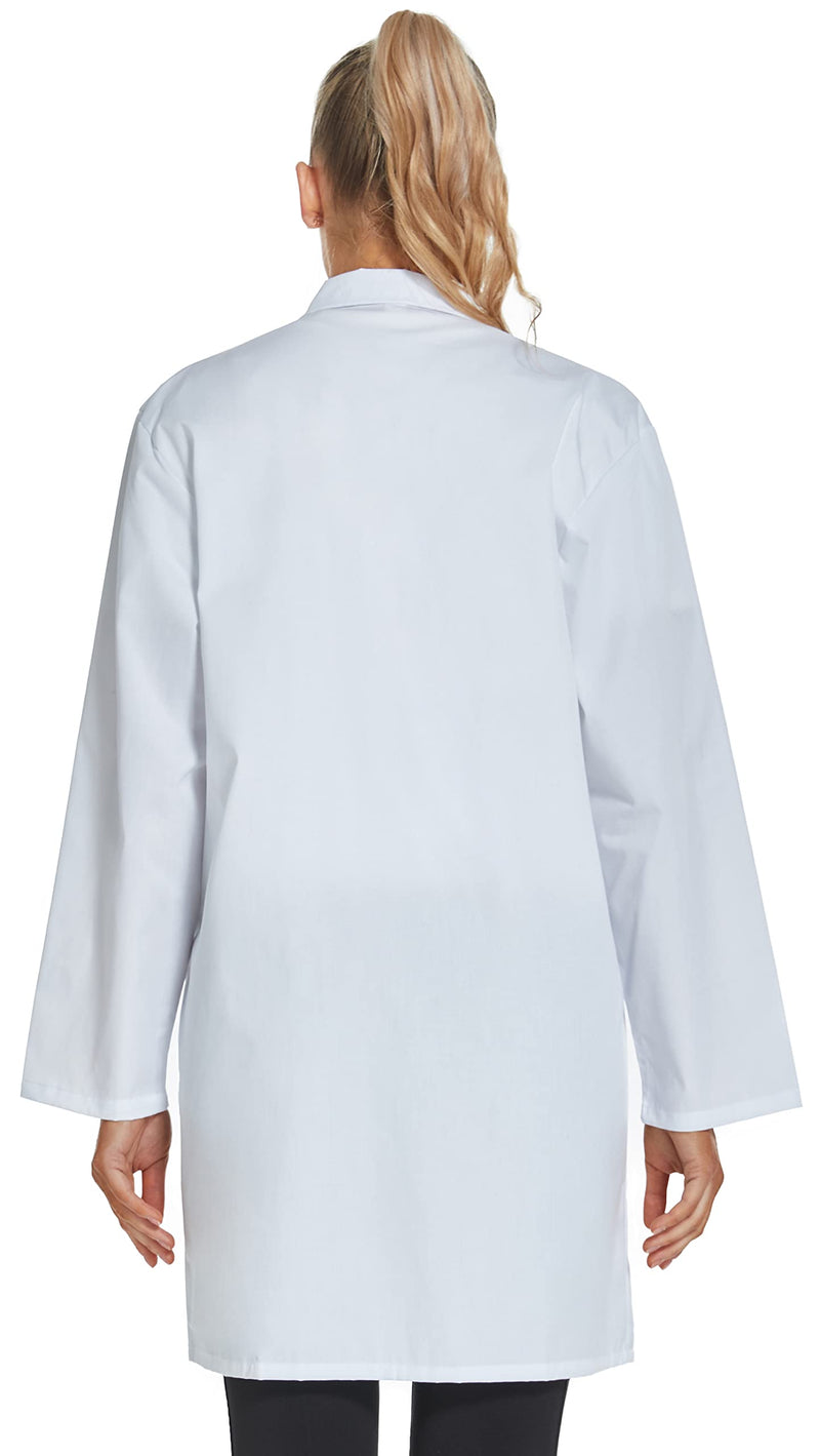 [Australia - AusPower] - Professional Lab Coat for Women Men Long Sleeve, White, Unisex Small 