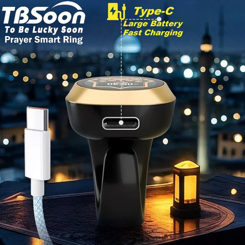 Color Screen Tasbih Smart Ring,Tasbeeh Counters,Prayer Smart Ring,Replaceable Pictures,Electronic Rosary,Forgiveness ring,Large Battery,Large Screen Display,Eid al-Fitr Eid al-Adha Ramadan Gift Black
