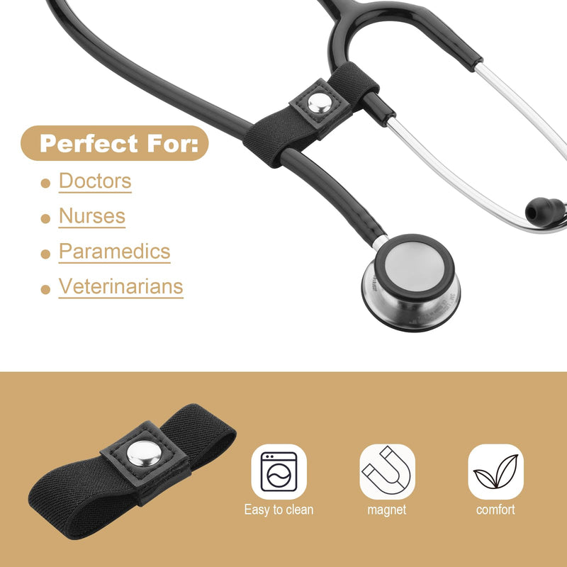 [Australia - AusPower] - Beautyflier Adjustable Stethoscope Clip for All Models: Littmann, ADC, MDF, Adscope, Stethoscope Securing Safety Clip Perfect for Physicians, Nurses, EMT (Black, Elastic, 2pcs) Black 