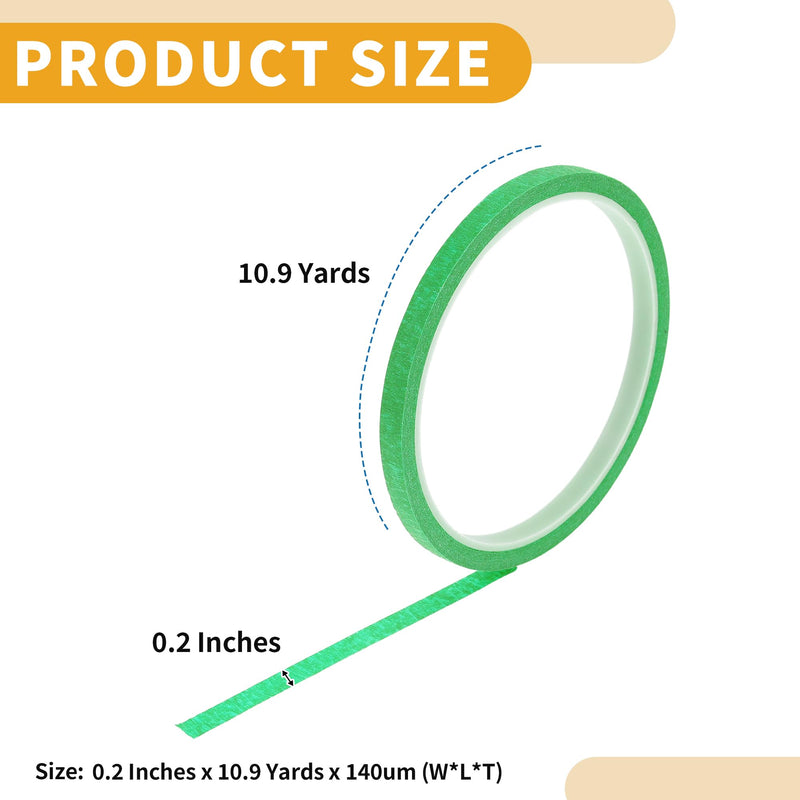 1 Pc 0.2 Inches x 10.9 Yards Universal Painters Tape - DIY Car Auto Paint for Masking Tape No Residue - Crepe Paper Green