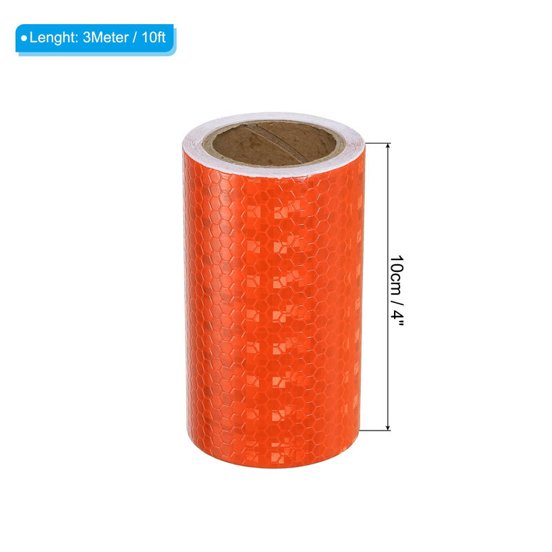 PATIKIL Reflective Tape, 4 Inch x 10 Ft Waterproof High Visibility Warning Safety Adhesive Tape Outdoor Reflector for Cars Trucks, Orange 4IN x 10FT 1