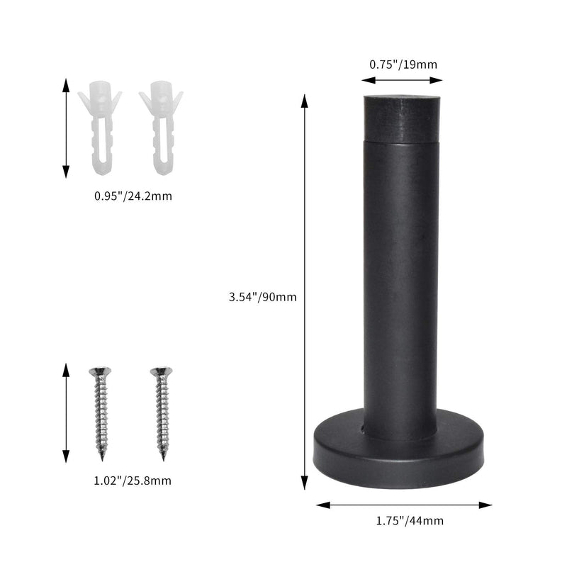 [Australia - AusPower] - DOKU 10Pcs Door Stop, 3.5 Inch Heavy Duty 304 Stainless Steel Door Stopper with Rubber Tips Bumper, Wall Mounted Door Holder Protection Sound Dampening, Matte Black Black-10PCS 