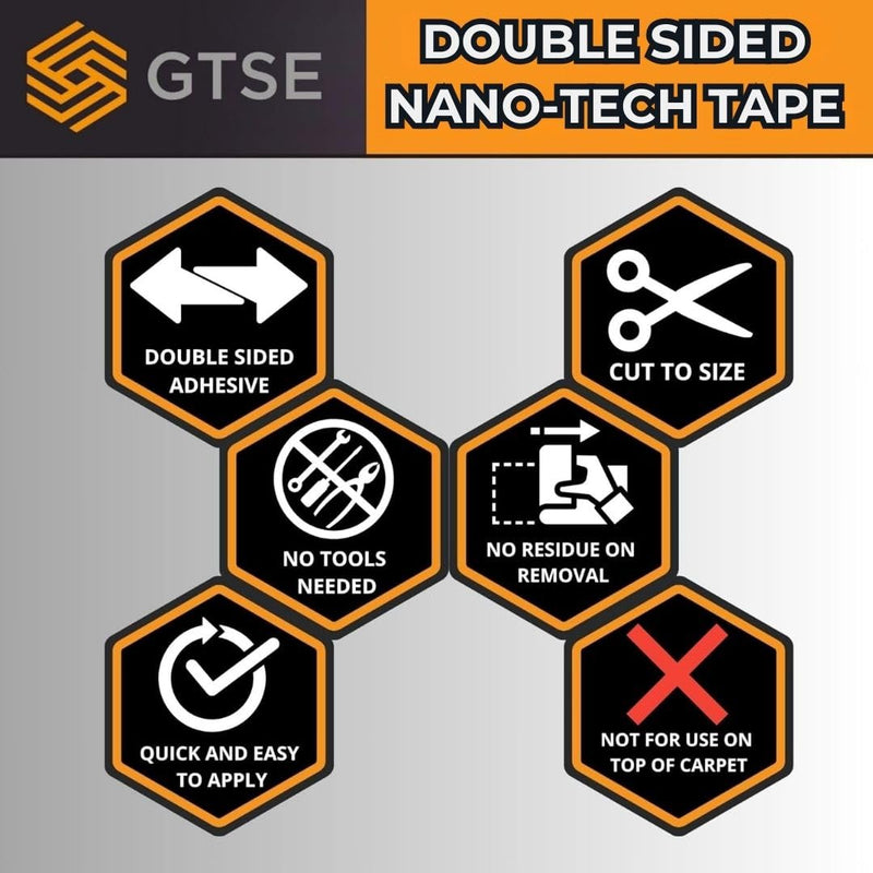 GTSE Double Sided Mounting Tape - Heavy Duty Adhesive 1.18in x 9ft Clear Nano Tape for Picture Hanging, Removable Sticky Pads, Posters, Wall Décor, Carpets, DIY Projects – Strong & Versatile Solution