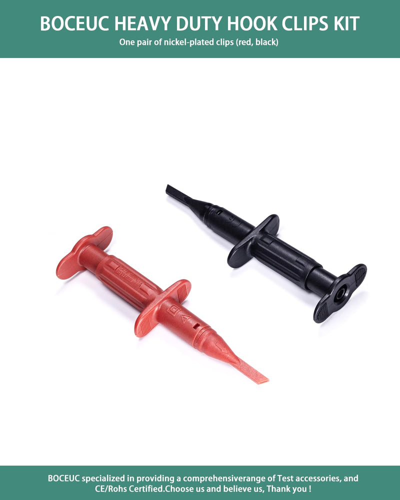 [Australia - AusPower] - Test Hook Clips Multimeter Leads for 4mm Plug Test Probe, CAT III 1000V/CAT IV 600V, 10A for Electronic Circuit Testing (1 Pair, Red Black) 