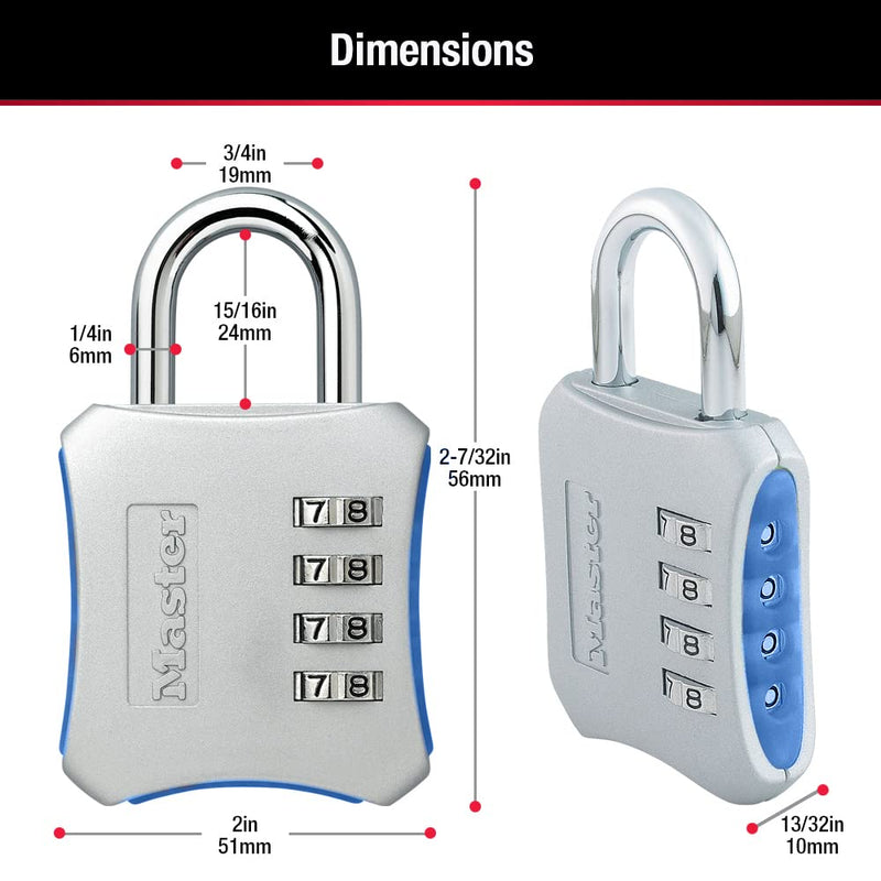 [Australia - AusPower] - Master Lock Resettable Combination Locker Lock, Lock for Gym and School Lockers, Blue, 2 Pack, 653BLUE 