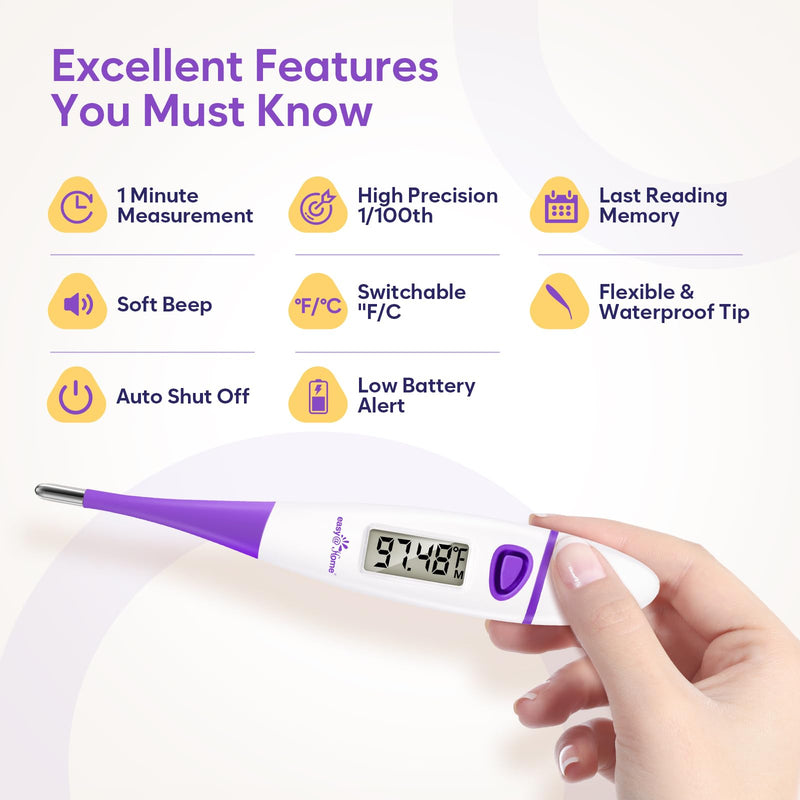 [Australia - AusPower] - Easy@Home Basal Body Thermometer: BBT for Fertility Prediction with Memory Recall- Accurate Digital Basal Thermometer for Temperature Monitoring with Premom App - EBT-018 