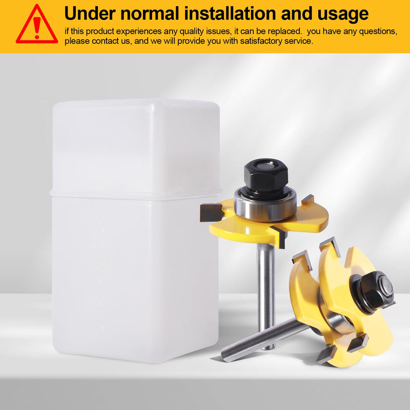 [Australia - AusPower] - Tongue and Groove Router Bit Set of 2 Pieces,Router Bits 1/4 Shank,3 Teeth Adjustable T Shape Wood Milling Cutter,Router Bits,Lock Miter Router Bit,Shank Router Bit,Tongue and Groove Router Bit 