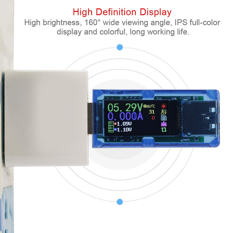 [Australia - AusPower] - AT34 USB 3.0 Tester Meter with LCD Display, Voltmeter Ammeter Multimeter Charger - Compact Digital USB Monitor Tool for Measuring Voltage Current Power 