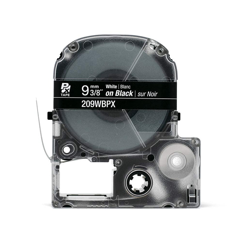 Epson LABELWORKS 209WBPX PET Tape Cartridge - White on Black Standard Industrial Label Maker Tape - 3/8" (9MM) Wide, 30 ft 9mm