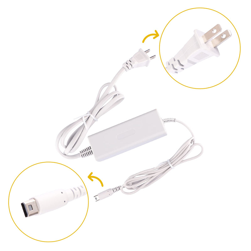 [Australia - AusPower] - Charger Kits for Wii U Gamepad, AC Power Adapter Charger and USB Charging Cord for Nintendo Wii U Gamepad Remote Controller 