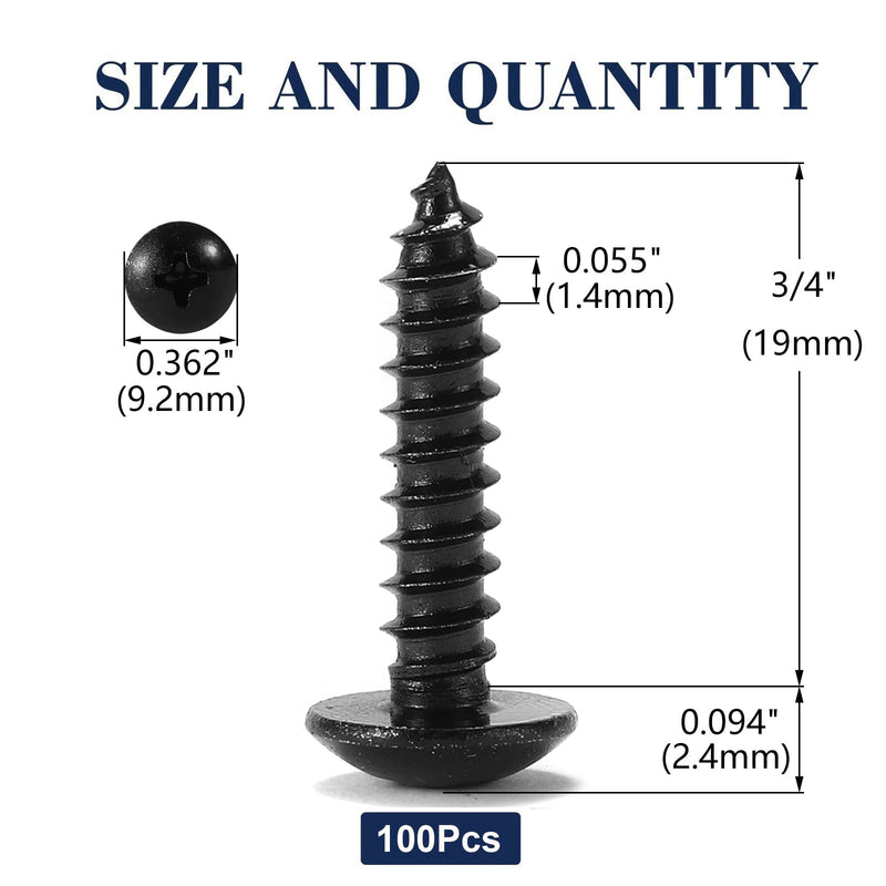 [Australia - AusPower] - #8 x 3/4" Wood Screw 100Pcs Truss Head Phillips 18-8 (304) Stainless Steel Fast Self Tapping Screws Black Oxide by SG TZH #8 x 3/4" 
