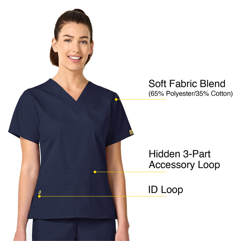 [Australia - AusPower] - WonderWink Women's Origins Bravo Scrub Top Medium Origins Bravo V-neck Top Navy 