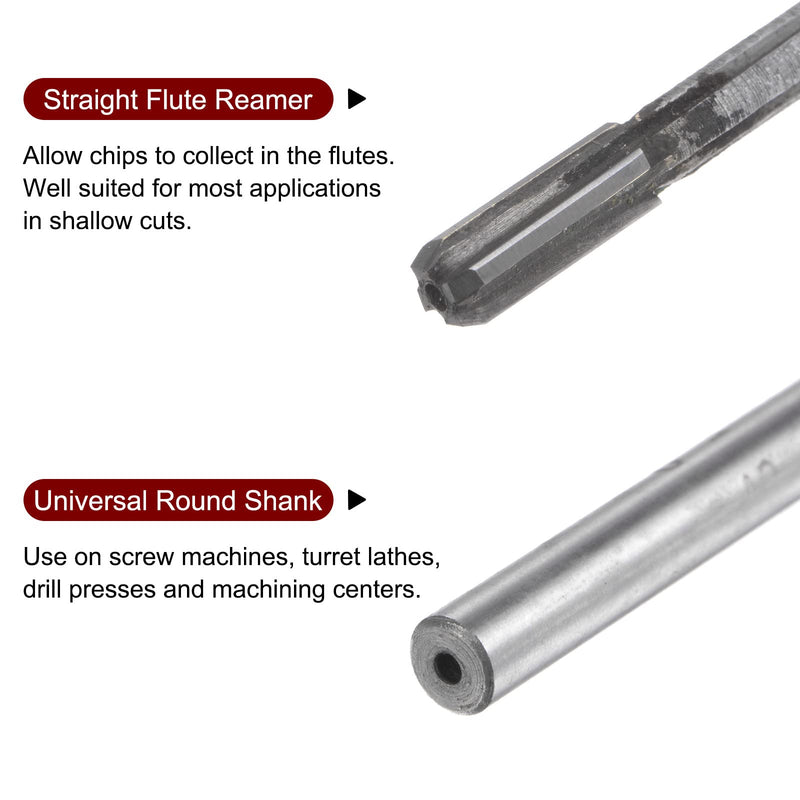 sourcing map Clamping Reamer 5.4 mm H7 Carbide Tip Straight Flutes Round Shank Lathe Cutter | Straight Tip Flutes Round Shank