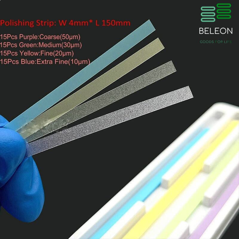 [Australia - AusPower] - BELEON Dental Polishing Strips - Universal Kit 60pcs 4mm x 150mm - Tooth Polisher Dental File for Teeth Sanding Grinding Deep Teeth Cleaning Tool Tooth Polish Abrasive Strip Oral Care Cleaning Tool 4mm Width 