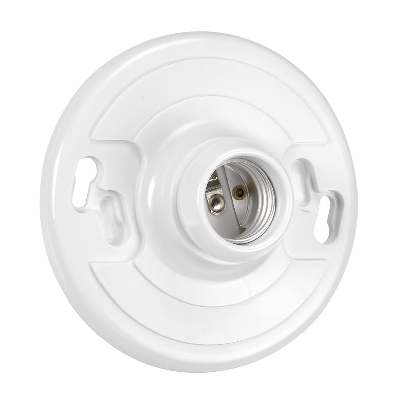 [Australia - AusPower] - Maxxima Keyless Plastic Lamp Holder - One-Piece Medium Base, E26 Socket Outlet Box Mount, 660W, Ceiling Lighting, Compatible with LED and Incandescent Light Bulbs - 2 Pack 