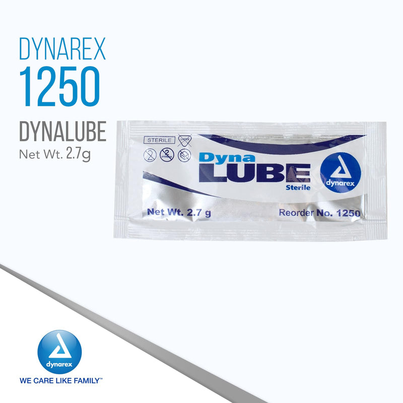 [Australia - AusPower] - Dynarex DynaLube Lubricating Jelly, Water Soluble and Sterile Lubricant Jelly, Used for Body Orifices, Hinged Instruments and Medical Devices, 1 Box of 144 DynaLube Packets, 2.7g 