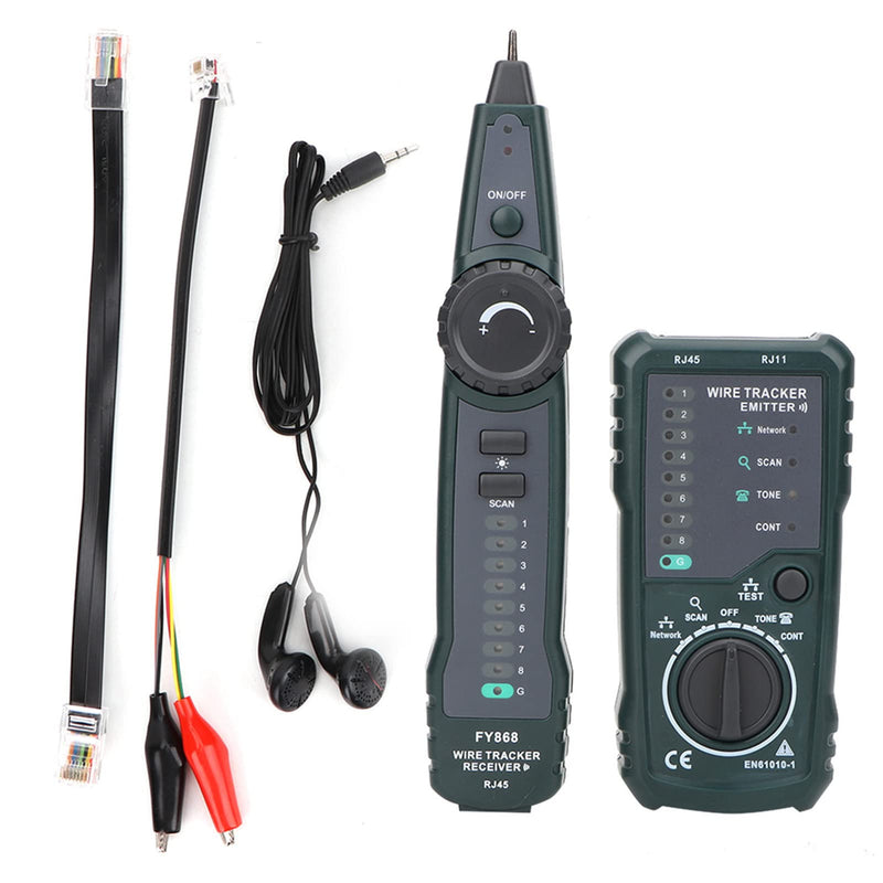 [Australia - AusPower] - FY868 Cable Tester, Wire Tracker Kit for Telecommunication, Wiring and Network Maintenance Engineers, RJ45 and RJ11 Compatible, Cable Sorting, Emitter and Receiver 