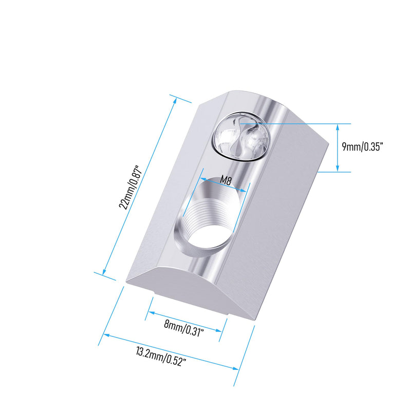 [Australia - AusPower] - 10PCS M8 Spring T Nut European Standard 4040 Series Aluminum Extrusion, Roll Ball Elastic Nuts, Roll-in T Spring Nuts, M8 Half Round T Nut Tee Slot Nuts for 4040 Series Aluminum Profile 40M8-Ball 