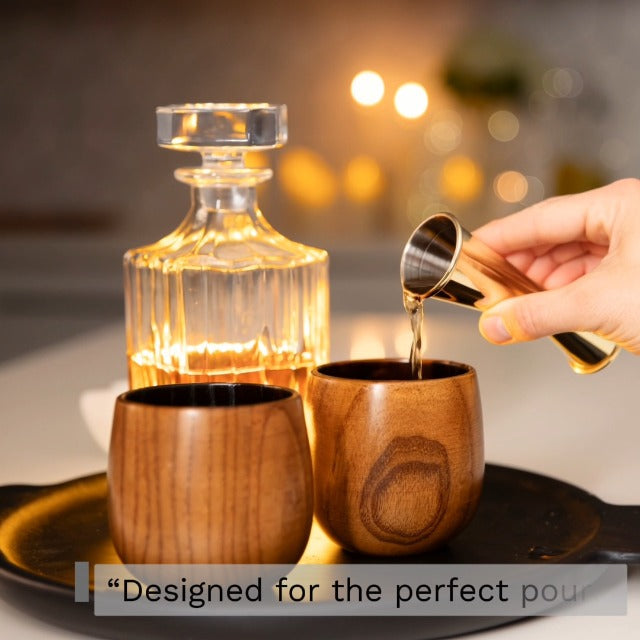 Handmade Charred Wooden Whiskey Glass - Charred Wooden Bourbon Drinking Glass - Wood Bourbon Glasses Gifts for Men - Artisan Oak Whiskey Tumbler (2pack) 2