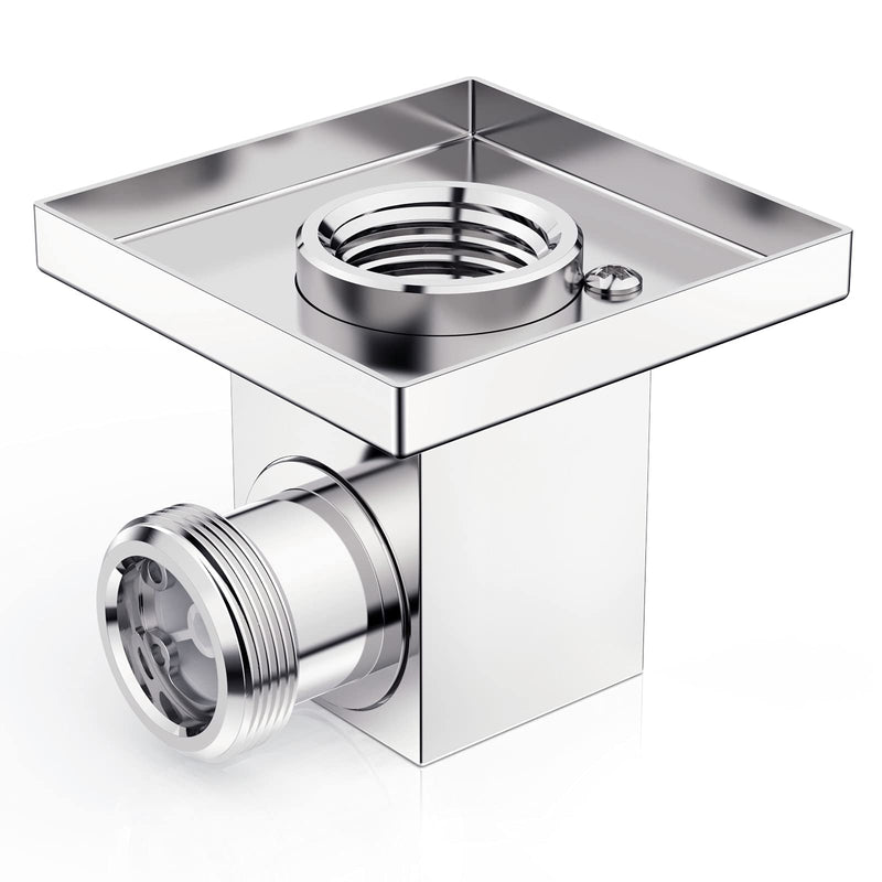 100% Brass Wall Supply Elbow For Hand Shower, Solid Brass Square Wall Elbow With Check Valve (Square, Polished Chrome)