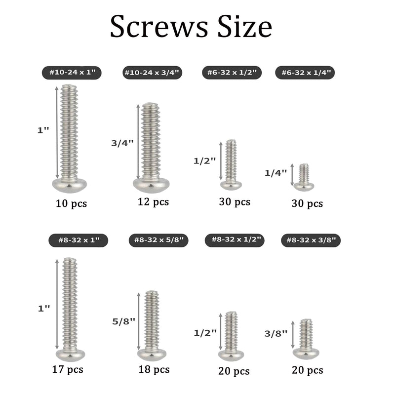 [Australia - AusPower] - 421Pcs Nuts and Bolts Assortment Kit,# 6-32# 8-32# 10-24 Phillips Pan Head Machine Screws Nuts Washers Assortment Kit, 304 Stainless Steel 421Pcs Machine Screws Sets 