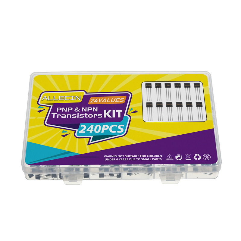 24 Values Transistor Set PNP NPN Transistors A1015 A733 C945 C1815 S8050 S8550 S9012 S9013 S9014 S9015 S9018 2N7000 2N2222 2N2N2907 2N3904 2N3906 2N5401 2N5551 BC327 BC337 BC547 BC550 BC557 BC560