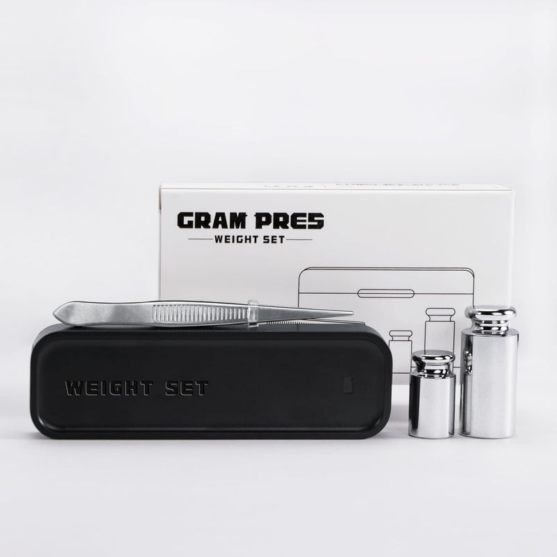 GRAM PRES Calibration Weights, Stainless Steel Scale Calibration Weight Kit | 210g, 9 pieces 1g 2g 5g 10g 20g 50g 100g calibration weight with storage box, tweezers for digital scale
