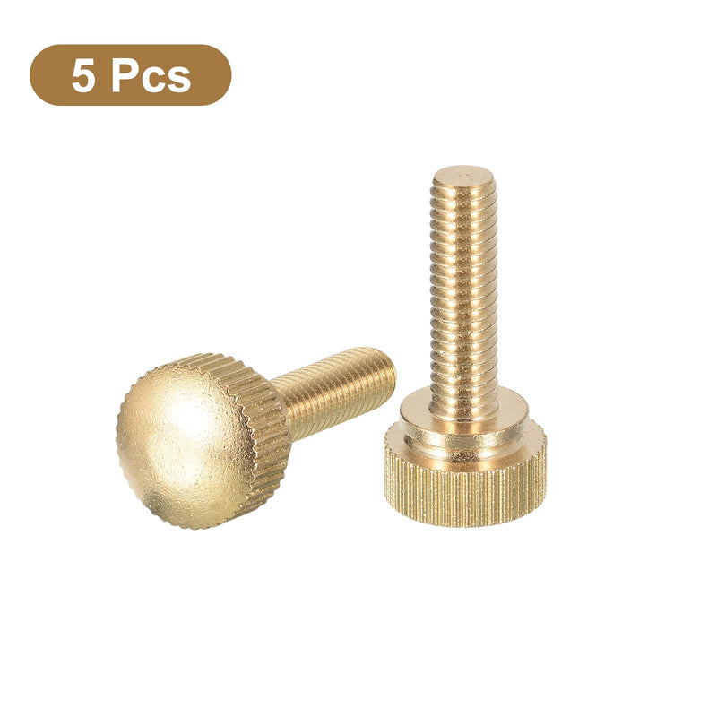 [Australia - AusPower] - uxcell M6x20mm Knurled Thumb Screws, 5pcs Brass Knurled Thumb Screws Bolts with Shoulder Grip Knobs Fasteners, Brass Tone 5 