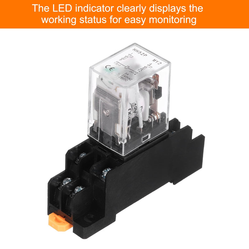 [Australia - AusPower] - MECCANIXITY 6Pcs DC 12V Electromagnetic Power Relay, 8-Pin 5A Power Coil Relay with LED Indicator and Socket Base DPDT 2NO 2NC - MY2NJ for Industrial, Home Appliances and DIN Rail System 2NO-2NC DC12V 