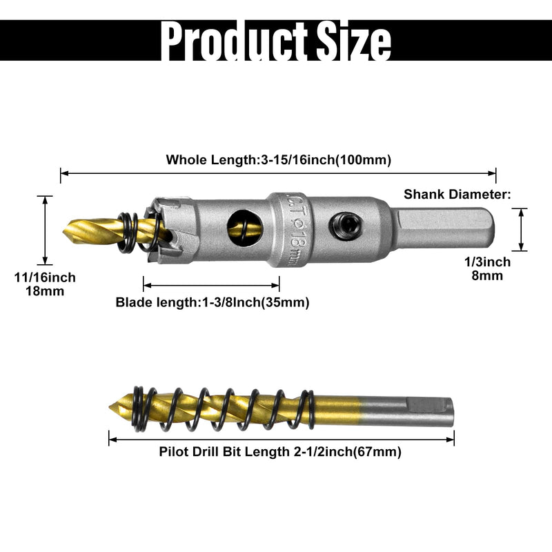 [Australia - AusPower] - SALI 3/4" (19mm) TCT Hole Saw Kit Tungsten Carbide Tipped Hole Saw Drill Bit with Titanium-Plated Pilot Drill bit for Metal, Stainless Steel, Iron, Wood, Plastic 3/4" 