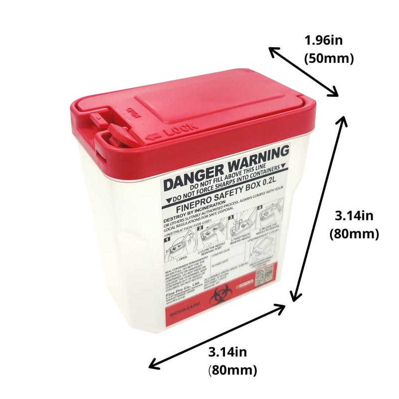[Australia - AusPower] - 0.2L Size Portable Pen-Needle Disposal Container Diabetes Care (0.2L, Red+Clear, 1) 0.2L 