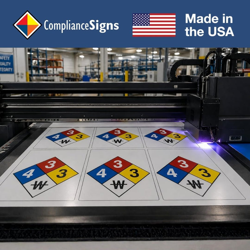 15 inch NFPA 704 Placard Diamond, Aluminum Metal NFPA Sign 3-3-0-0 with Mounting Holes for Health, Fire Hazard Identification, Made in the USA by ComplianceSigns 15" Diamond