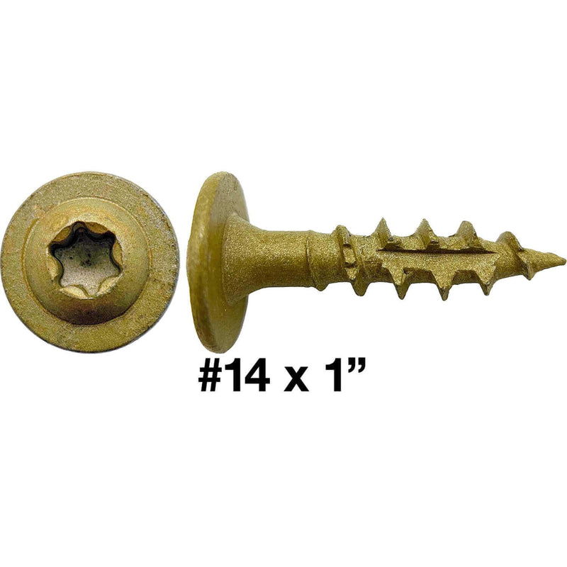 Jake Sales #14 x 1" Construction Lag Screw Torx/Star Drive Heavy Duty Structural Lag Screw Far Superior to Common Lag Screws (100 Screw Count) Exterior Coated - ACQ Compatible Wood Screws #14 x 1" - 100 Count