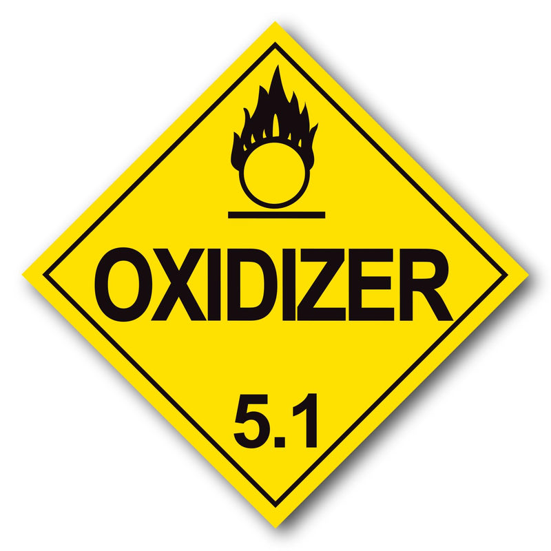 Division 5.1 Oxidizer Placard 27Pack, Worded - 10.75" x 10.75" Removable Self Adhesive Economy Vinyl Stickers for Short-Term Applications, DOT Hazmat Compliant