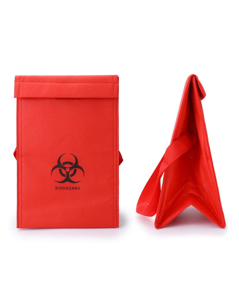 [Australia - AusPower] - QWORK Medical Insulated Biohazard Cooler Bag, 4 Pack Medical Specimen Transport Bag, Bio Transport Bag, 6.75" x 10" x 5.75", Red 