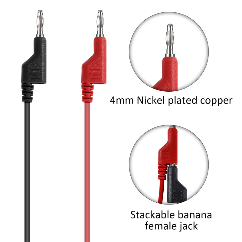 [Australia - AusPower] - QIMEI-SHOP Test Leads Set with Crocodile Clips Cable 4 mm Banana Plug Cable Test Lead 1 m Test Probes for Digital Multimeter Electrical Testing Red and Black Pack of 6 Black Red Pack of 6 