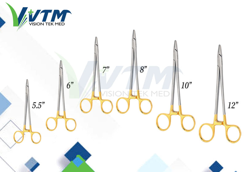 [Australia - AusPower] - 10 Inch TC Mayo Hegar Needle Holder Driver with Tungsten Carbide Inserts and Gold Rings Premium Grade Instrument 