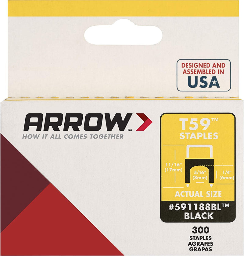 [Australia - AusPower] - Arrow 591188BL T59 Insulated Black 1/4-Inch by 5/16-Inch, 5/16, 300 Count 