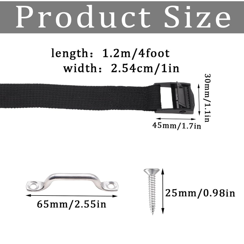 [Australia - AusPower] - 2 Sets 1"x 48"(4ft) Battery Tie Down Strap kit with Stainless Steel Cam Buckle, Stainless Steel Bracket and SS Screws for Boats, Luggage Belt, Cars 2 Sets 1"x 48"(4ft) 