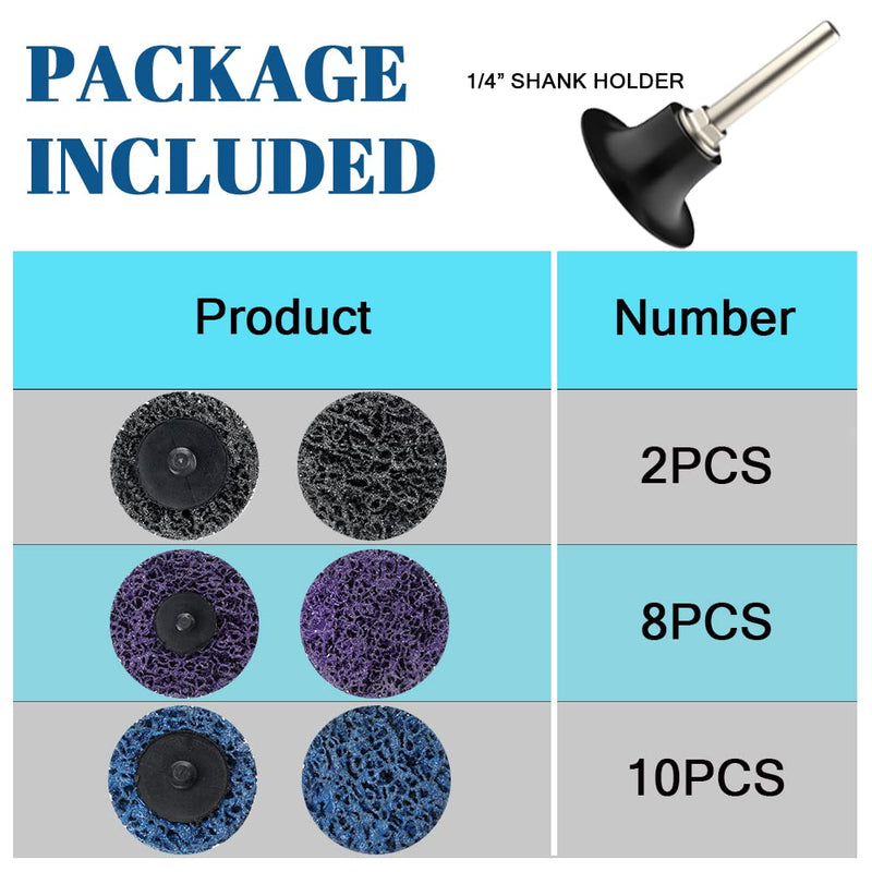 [Australia - AusPower] - 21PCS Quick Change Easy Strip Discs Set, 2 Inch Sanding Discs with 1/4" Disc Pad Holder for Die Grinder Surface Strip Grind Polish Paint Rust and Oxidation Cleaning Removal 21pcs Mixed Strip Discs 