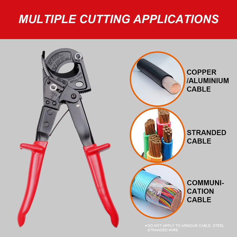 [Australia - AusPower] - Ratchet Cable Cutter, Heavy Duty Wire Cutter for Aluminum Copper Cable up to 240mm², Ratcheting Wire Cutting Hand Tool HS-325A 