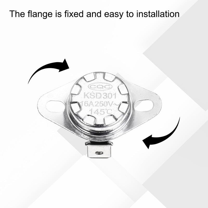 [Australia - AusPower] - uxcell KSD301 Thermostat 145℃/293°F 16A Normally Closed N.C Temperature Switch for Microwaves,Oven,Coffee Maker 2 Pcs,Ceramic Material 145°C/293°F 