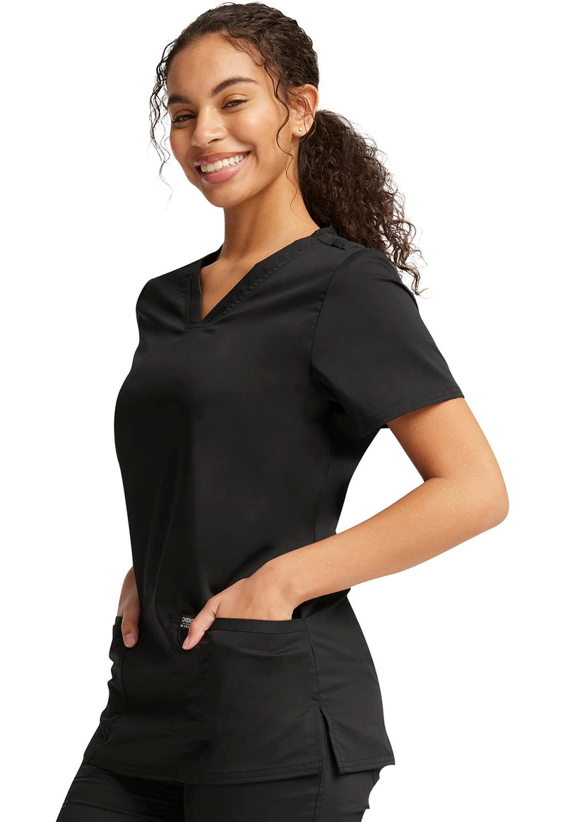 [Australia - AusPower] - V-Neck Scrubs for Women Workwear Revolution, Soft Stretch, Easy Care WW620 Medium Black 