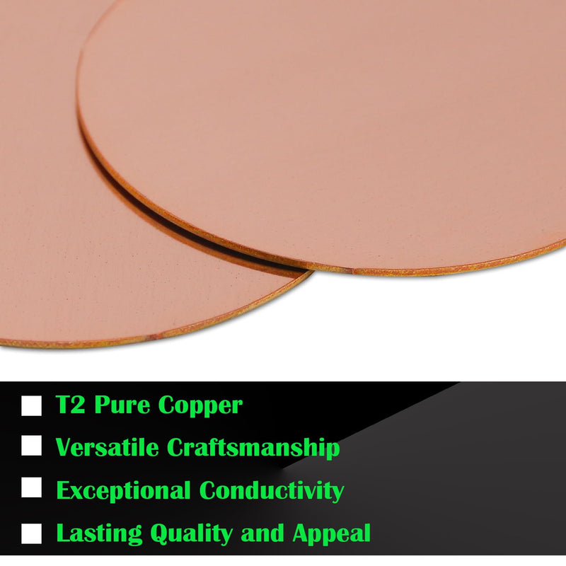 2-3/8" Copper Round Discs, 12 Gauge 2mm Thickness Pure Copper Round Plate T2 Metal Sheet Copper Circles for Crafts, Jewelry Making, Electrical DIY - 10 Pack Dia:2-3/8" Thickness:12Ga/2.0mm