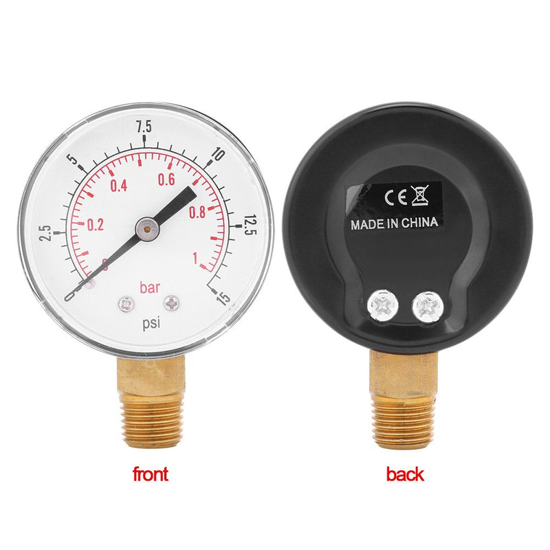 [Australia - AusPower] - Mini Low Pressure Pressure Gauge BSPT Pressure Gauge for Fuel, Air, Oil or Water 0-15 psi / 0-1bar 